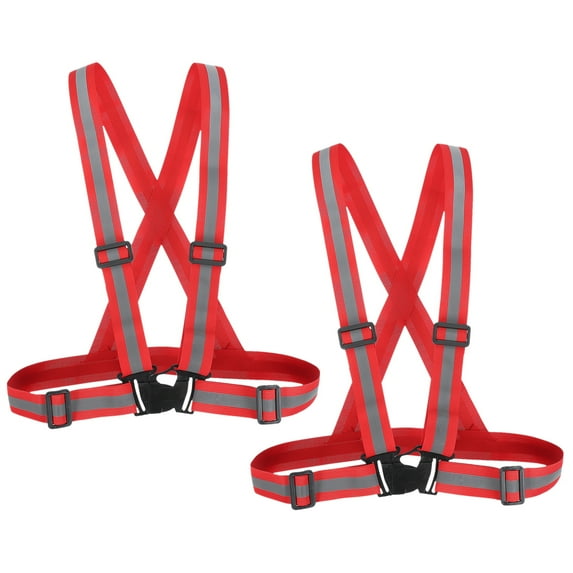 Uxcell Reflective Safety Vest, Hi-Vis Safety Vests, Adjustable High Visibility Strips for Jogging Cycling Red