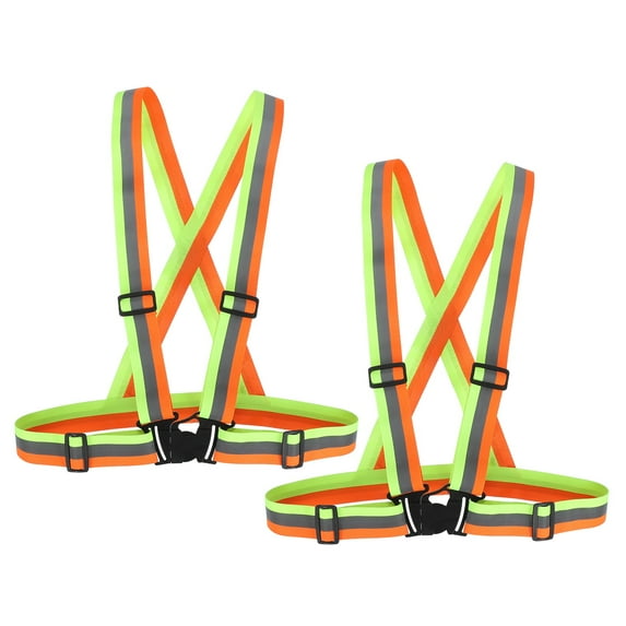 Uxcell Reflective Safety Vest, Hi-Vis Safety Vests, Adjustable High Visibility Strips for Jogging Cycling Yellow/Orange