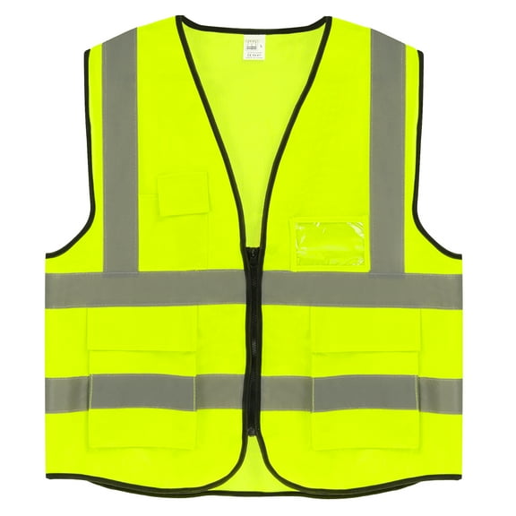 Uxcell Reflective Safety Vest, Large High Visibility Security Vests with Front Pocket Zipper for Men Women, Green