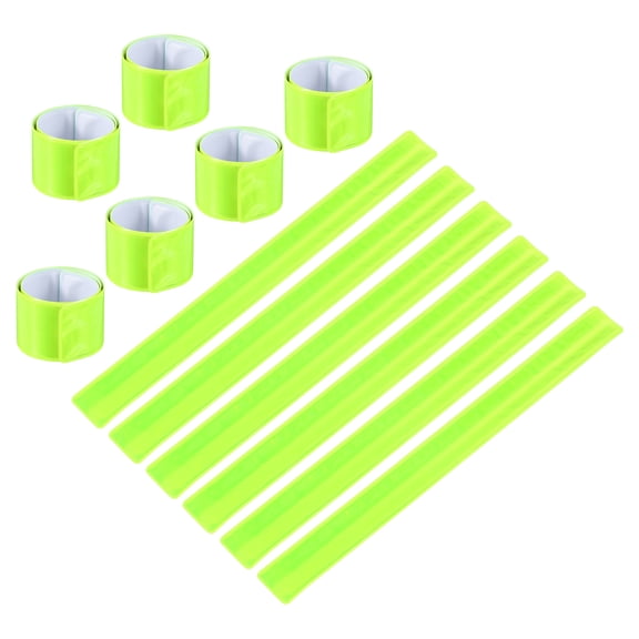 Uxcell Reflective Slap Bands, Reflector Band Snap Bracelet, Fluorescent Green 12 Pcs