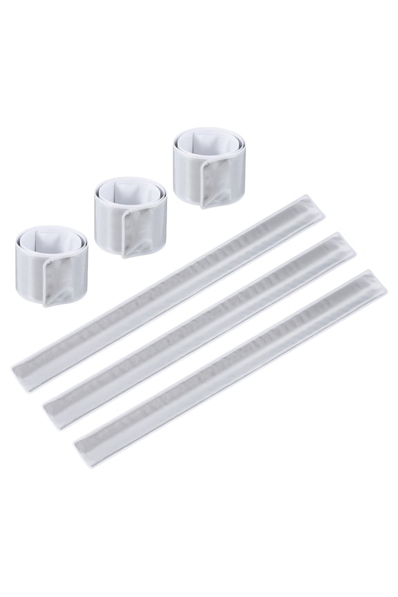 Reflective Slap Bands, Reflector Band Snap Bracelet, Silver 6 Pcs