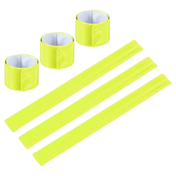 Uxcell Reflective Slap Bands, Reflector Bands Snap Bracelet, Fluorescent Yellow 6 Pcs