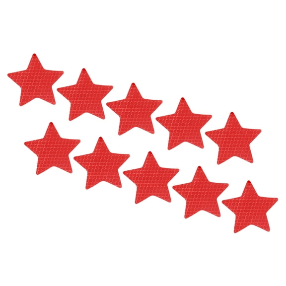 Uxcell Reflective Stickers, 10 Pack 2.36 x 2.36 Inch Adhesive Night Star Shape Safety Tape Reflector, Red