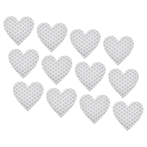 Uxcell Reflective Stickers, 12 Pack 1.61 x 1.57 Inch Adhesive Night Heart Shape Safety Tape Reflector, Silver Tone