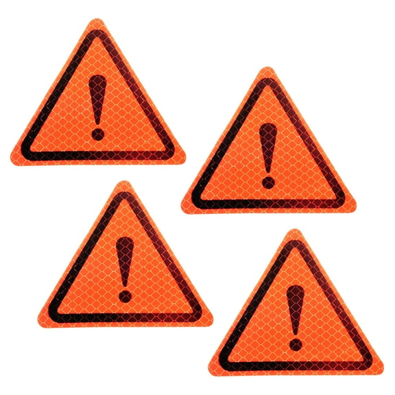 Uxcell Reflective Stickers, 4 Pack 3.94 x 3.94 Inch Adhesive Night Triangle Safety Tape Reflector, Orange