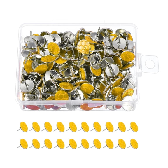 Uxcell Reflective Tack Trail Marking Tacks, Glow Tacks Reflective Thumb Tacks for Hunting Camping Tree Stand Yellow