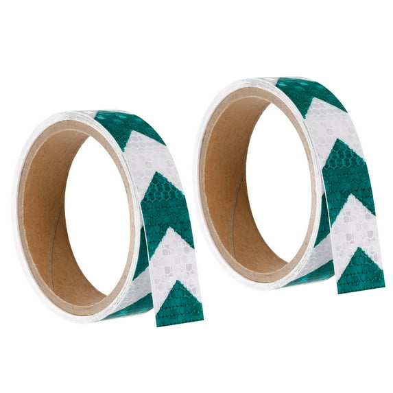 Uxcell Reflective Tape, 2 Roll 10 ft x 1-inch Adhesive High Visibility Safety Tape Reflector, Arrow White Green