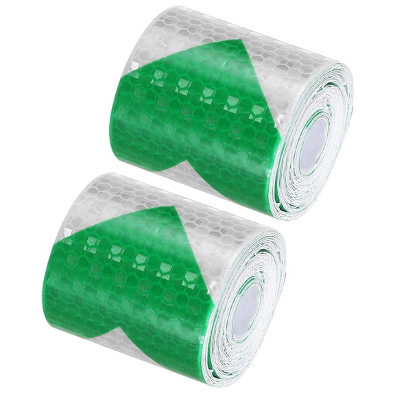 Uxcell Reflective Tape, 2 Roll 2INx10FT Warning Safety Tape for Cars, White Green