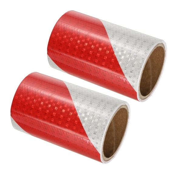 Uxcell Reflective Tape, 2 Roll 4 Inch x 10 Ft Waterproof Safety Adhesive Tape for Trailers, Red White