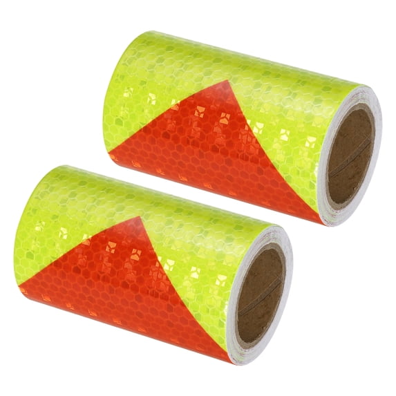 Uxcell Reflective Tape, 2 Roll 4" x 10 Ft Warning Safety Tape for Cars Trucks, Yellow Red
