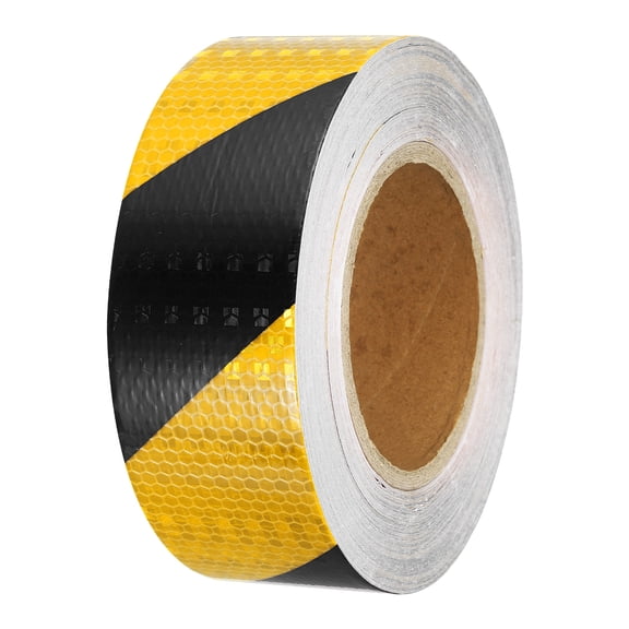 Uxcell Reflective Tape, 2"x82 Ft Waterproof Reflective Tape Warning Safety Tape Reflector for Trucks, Twill Yellow Black