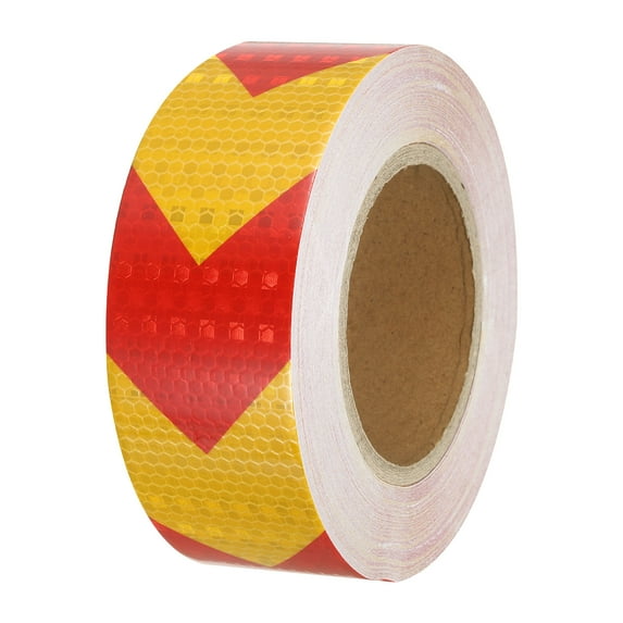 Uxcell Reflective Tape, 2"x98 Ft Waterproof Reflective Tape Warning Safety Tape Reflector for Trucks, Arrow Yellow Red