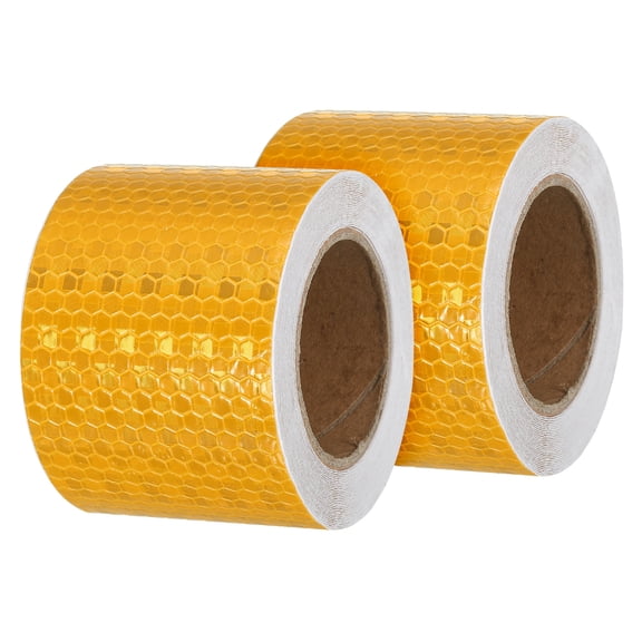 Uxcell 2Pcs Reflective Tape 2"x16 Ft Waterproof Reflective Tape Gold Yellow