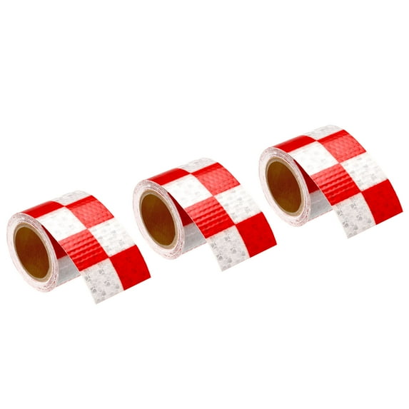 Uxcell Reflective Tape, 3 Roll 10 ft x 2-inch Adhesive High Visibility Safety Tape Reflector, Square Red White