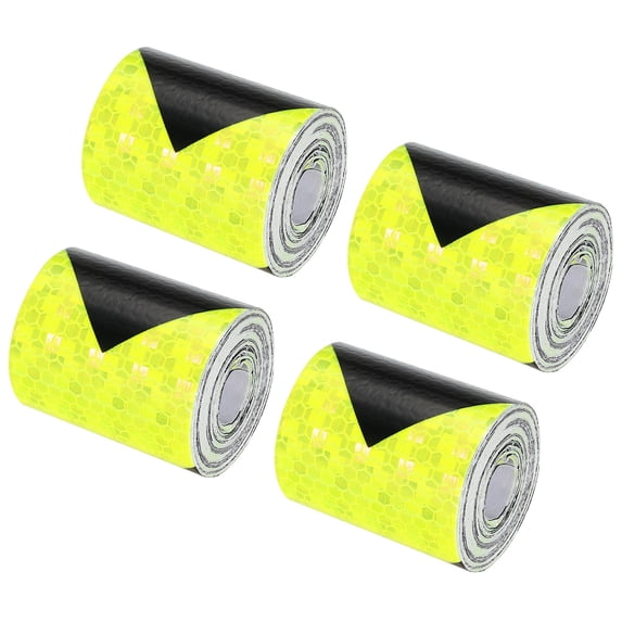 Uxcell Reflective Tape, 4 Roll 2INx10FT Warning Safety Tape, Fluorescent Yellow Black