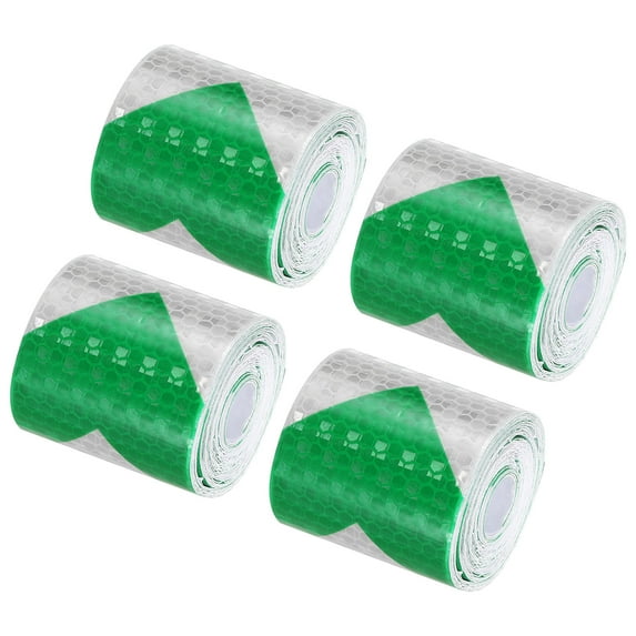 Uxcell Reflective Tape, 4 Roll 2INx10FT Warning Safety Tape for Cars, White Green
