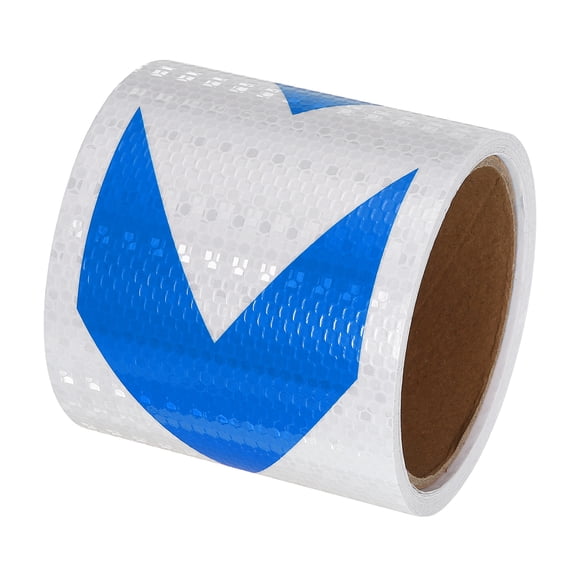 Uxcell Reflective Tape, 4" x 16 FT Arrow Waterproof Adhesive Safety Tape, White Blue