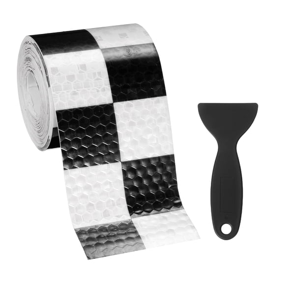 Uxcell Reflective Tape, (9.8 Ft x 1.97 Inch,Black, White) (1Set) Night Safety Sticker Adhesive Waterproof Warning Outdoor with Black Scraper, Suit for - Trailer/Trucks/Bike