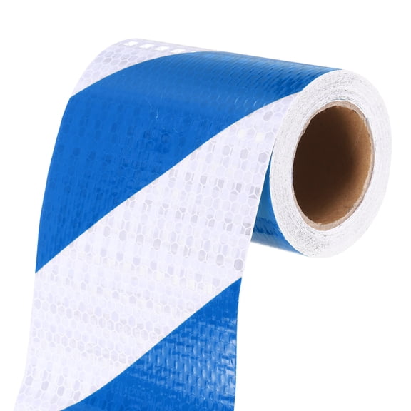 Uxcell Reflective Tape, Self-Adhesive Trailer Reflector Tape Waterproof Warning Sticker Blue White 4 Inch x 16 Feet