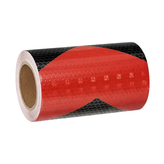Uxcell Reflective Tape, Self-Adhesive Trailer Reflector Tape Waterproof Warning Sticker Red-black 4 Inch x 16 Feet