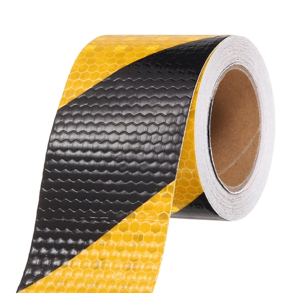 Uxcell Reflective Tape, Self-Adhesive Trailer Reflector Tape Waterproof Warning Sticker Yellow Black 2 Inch x 16 Feet