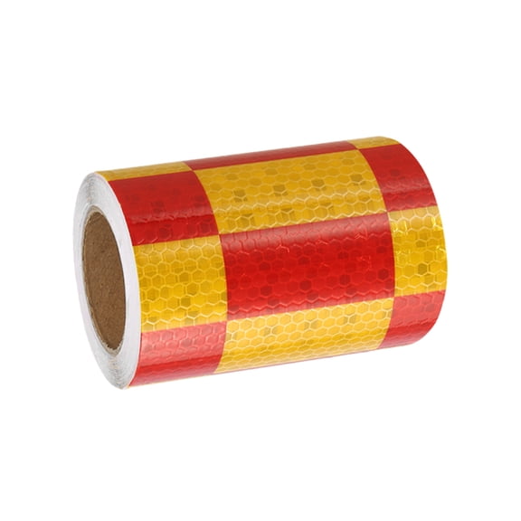 Uxcell Reflective Tape, Self-Adhesive Trailer Reflector Tape Waterproof Warning Sticker Yellow Red 4 Inch x 16 Feet