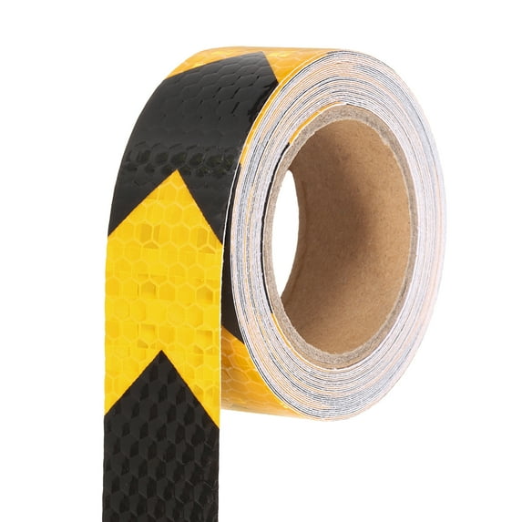 Uxcell Reflective Tape, Self-Adhesive Trailer Reflector Tape Waterproof Warning Sticker Yellow-black 1 Inch x 16 Feet