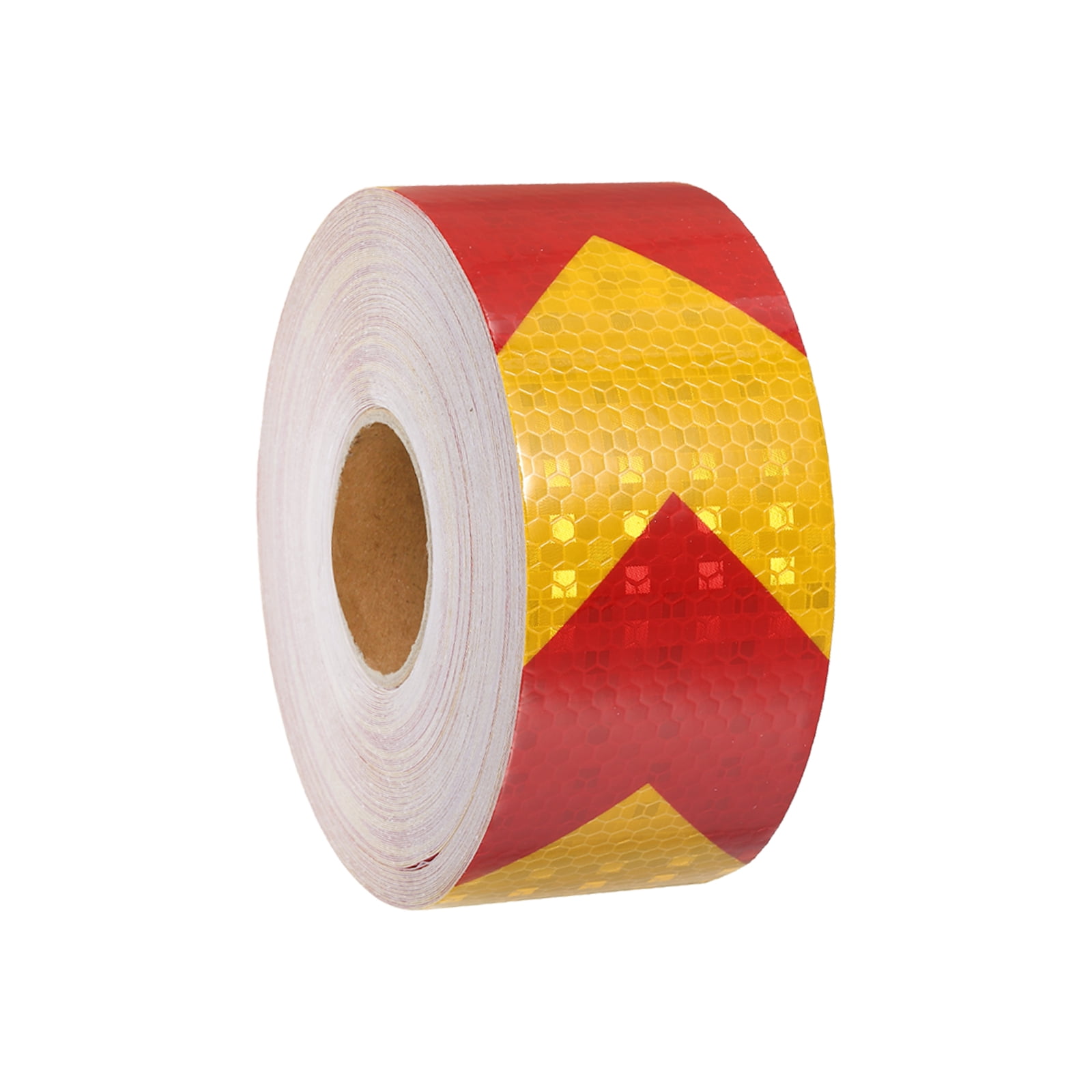 MECCANIXITY Reflective Tape – 2 Inch X 82 Ft Self-Adhesive Trailer Safety Sticker – Yellow & Red, PVC, Waterproof, Multi-Crystal Cube Pattern – For Trucks, Trailers, Bicycles & Outdoor Gear