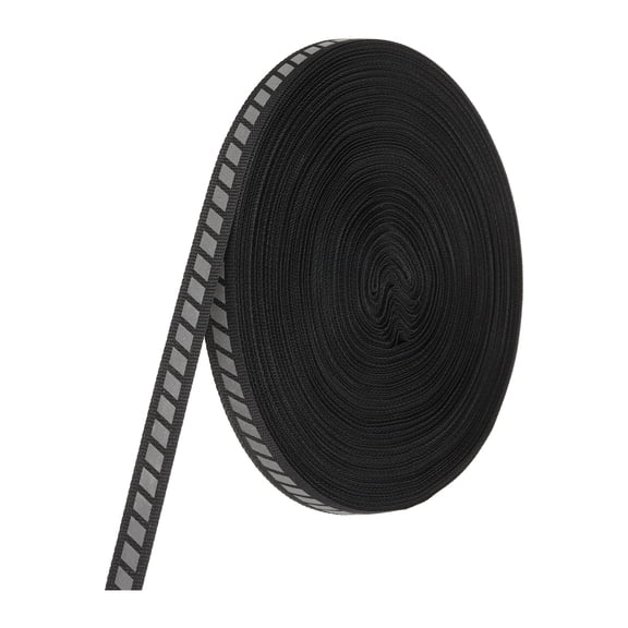 Uxcell Reflective Tape Strip, High Visibility Fabric Webbing Ribbon Sew on Warning Safety Tape Black 0.4 in