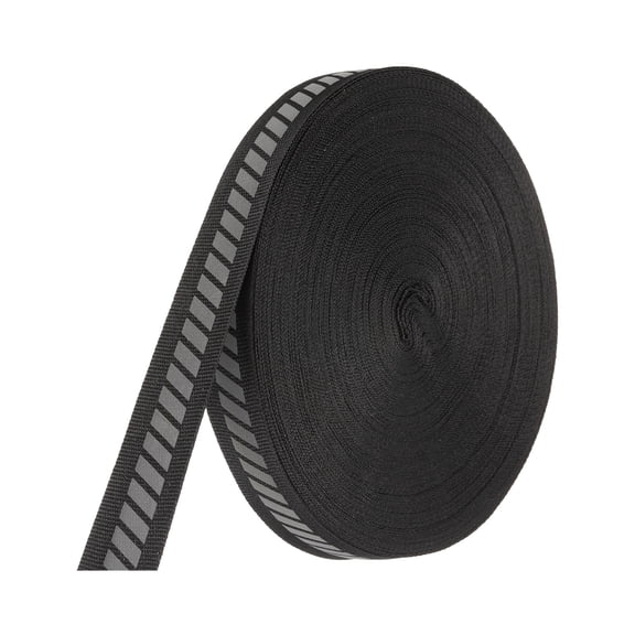 Uxcell Reflective Tape Strip, High Visibility Fabric Webbing Ribbon Sew on Warning Safety Tape Black 0.8 in