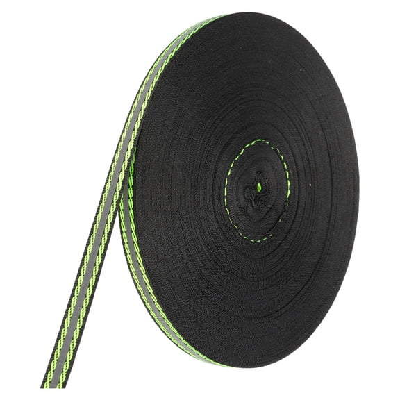 Uxcell Reflective Tape Strip, High Visibility Fabric Webbing Ribbon Sew on Warning Safety Tape Black-Green 0.4 in