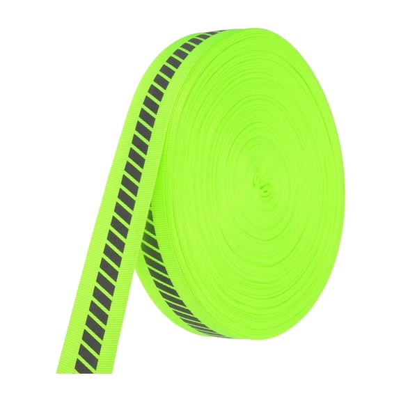 Uxcell Reflective Tape Strip, High Visibility Fabric Webbing Ribbon Sew on Warning Safety Tape Green 1 in