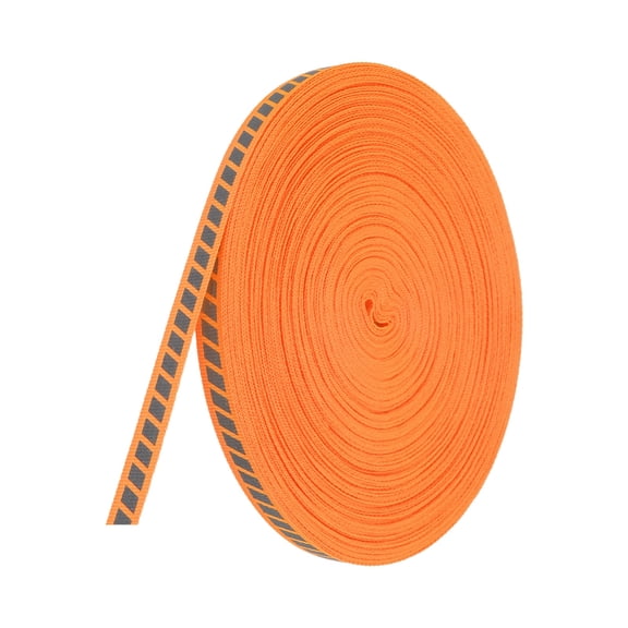 Uxcell Reflective Tape Strip, High Visibility Fabric Webbing Ribbon Sew on Warning Safety Tape Orange 0.4 in