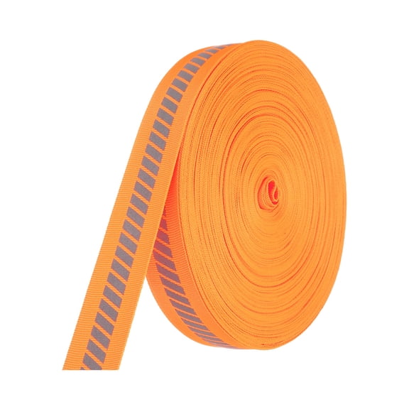 Uxcell Reflective Tape Strip, High Visibility Fabric Webbing Ribbon Sew on Warning Safety Tape Orange 1 in
