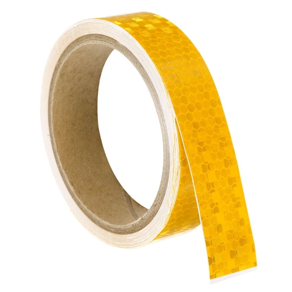Uxcell Reflective Tape Adhesive High Visibility Caution Warning Safety Reflector for Cars Yellow 15ft x 1 in