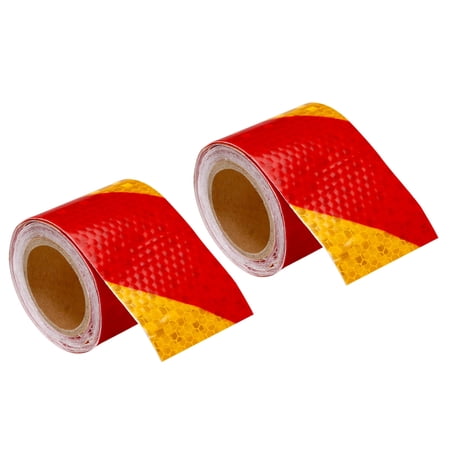 Uxcell Reflective Tape, Waterproof Adhesive High Visibility Caution Warning Safety Tape Reflector for Trucks Trailers Yellow Red