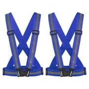 Uxcell Reflective Vest Adjustable High Visibility Safety Vest 1.5" Strip for Cycling Running Walking Blue 2 Pack