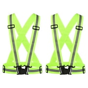 Uxcell Reflective Vest Adjustable High Visibility Safety Vest 1.5" Strip for Cycling Running Walking Green 2 Pack