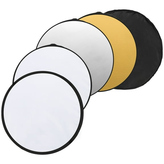 Uxcell Reflector Photography, 5 in 1 Collapsible Light Reflector with Bag Multi-Disc Light Diffuser for Studio Outdoor 12 in