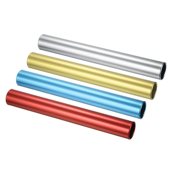 Uxcell Relay Track Baton Aluminum Tube Field Running Race Stick for Athletics Sport, Red Yellow Blue Silver