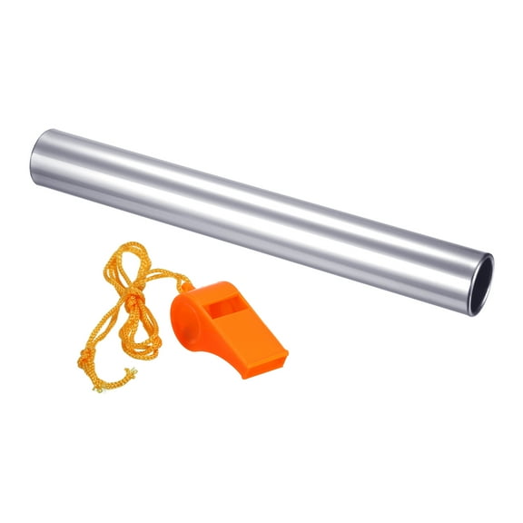 Uxcell Relay Track Baton Aluminum Tube Field Running Race Stick with Whistle for Athletics, Silver