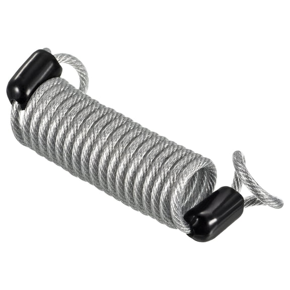 Uxcell Reminder Cable Disc Lock Reminder Cable Security Steel Spring Wire Alarm Coil Rope 3.3feet 2.5mm Vinyl Coated Transparent