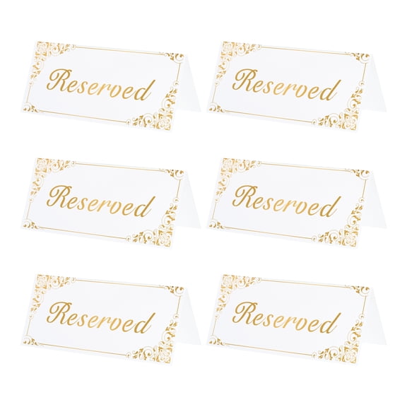 Uxcell Reserved Table Signs, Double Sided Seating Name Cards Tables Tent Card for Wedding Restaurant, White 40 Pack