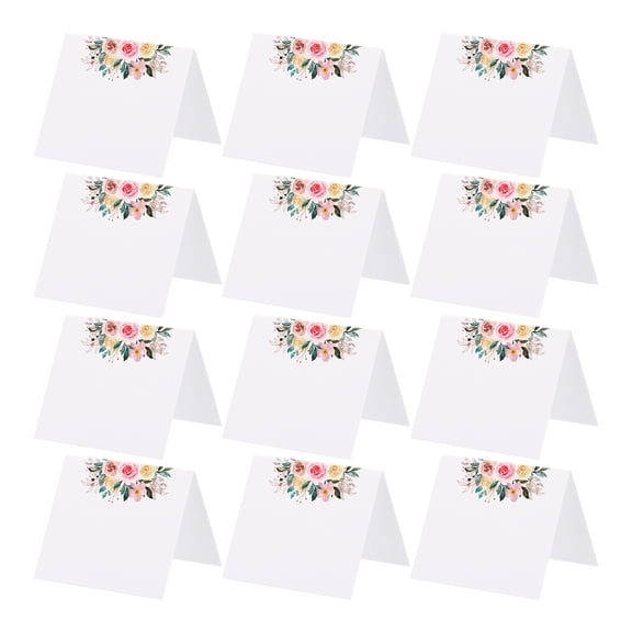 Uxcell Reserved Table Signs, Seating Name Cards Flowers Tables Tent Blank Card for Wedding, White 100 Pack
