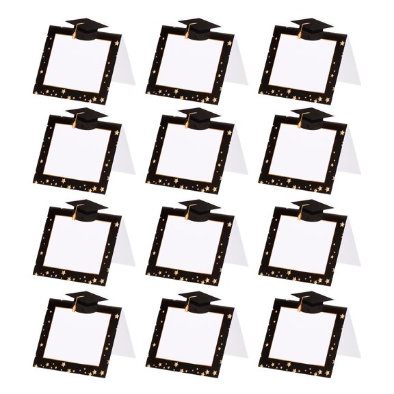 Uxcell Reserved Table Signs, Seating Name Cards Graduation Cap Tables Tent Blank Card for Wedding, White 96 Pack