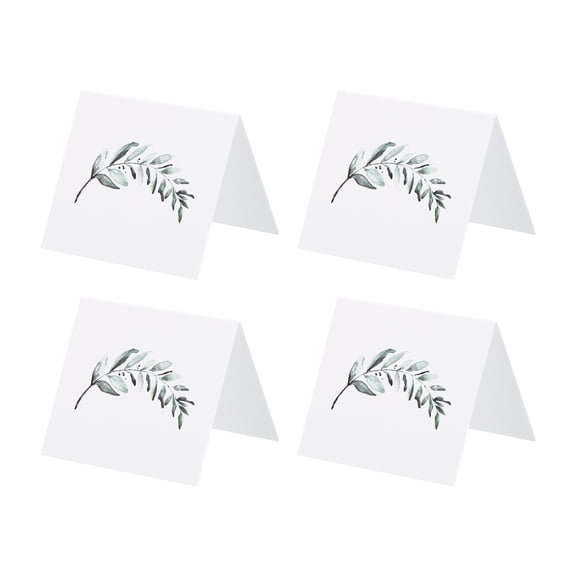 Uxcell Reserved Table Signs, Seating Name Cards Leaves Tables Tent Blank Card for Wedding, White 25 Pack