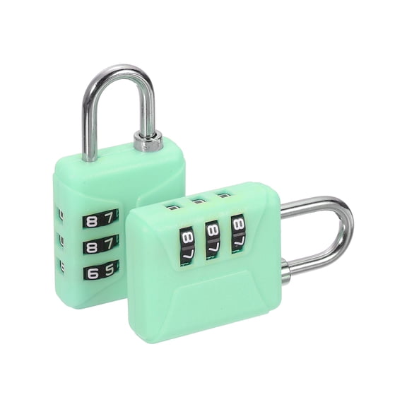 Uxcell Resettable 3 Digit Combination Lock, (60 x 32mm, Green) (2Pcs), Customizable Code Combination Padlock Sports Locker Plastic Lock for Gym Backpack Fence Backyard Gate