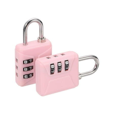 Uxcell Resettable 3 Digit Combination Lock, (60 x 32mm, Pink) (2Pcs), Customizable Code Combination Padlock Sports Locker Plastic Lock for Gym Backpack Fence Backyard Gate
