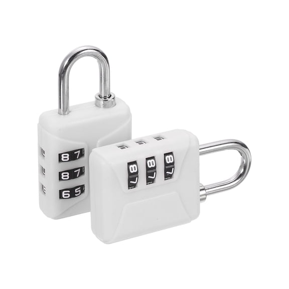 Uxcell Resettable 3 Digit Combination Lock, (60 x 32mm, White) (2Pcs), Customizable Code Combination Padlock Sports Locker Plastic Lock for Gym Backpack Fence Backyard Gate