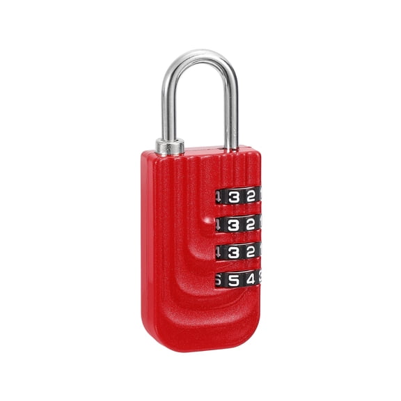 Uxcell Resettable 4 Digit Combination Lock, (73 x 28mm, Red), Customizable Code Combination Padlock Sports Locker Lock for Gym Backpack Fence Backyard Gate
